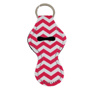 Hot Pink Chevron Keychain Chapstick holder sold by RQC Supply Canada